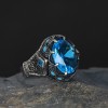 МУЖСКОЕ СЕРЕБРЯНОЕ КОЛЬЦО 925 ПРОБЫ С ОВАЛЬНЫМ ГОЛУБЫМ ТОПАЗОМ