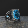BLUE TOPAZ TAŞLI 925 AYAR ERKEK GÜMÜŞ YÜZÜK