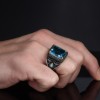 BLUE TOPAZ TAŞLI 925 AYAR ERKEK GÜMÜŞ YÜZÜK