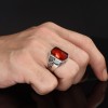МУЖСКОЕ СЕРЕБРЯНОЕ КОЛЬЦО 925 ПРОБЫ С КРАСНЫМ КАМНЕМ