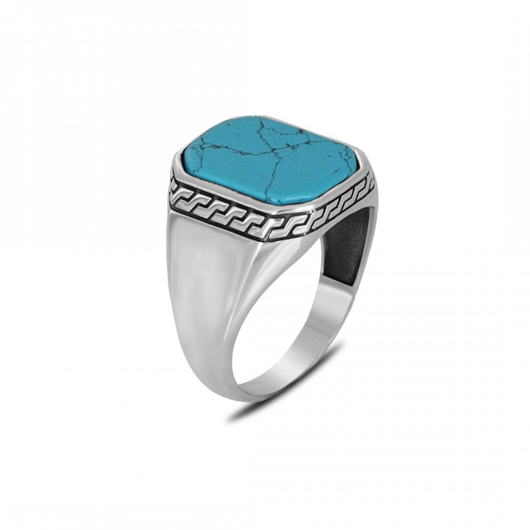 TURQUOISE STONE 925 STERLING SILVER MEN'S RING