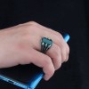 МУЖСКОЕ СЕРЕБРЯНОЕ КОЛЬЦО 925 ПРОБЫ С ЗЕЛЁНЫМ АГАТОМ