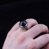 925 STERLING SILVER MEN'S RING WITH ROUND BLACK ZIRCON STONE 925 STERLING SILVER MEN'S RING WITH ROUND BLACK ZIRCON STONE