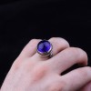 МУЖСКОЕ СЕРЕБРЯНОЕ КОЛЬЦО 925 ПРОБЫ С КРУГЛЫМ СИНИМ ЦИРКОНИЕМ
