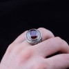 МУЖСКОЕ СЕРЕБРЯНОЕ КОЛЬЦО 925 ПРОБЫ С КРУГЛЫМ КРАСНЫМ КАМНЕМ