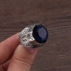 МУЖСКОЕ СЕРЕБРЯНОЕ КОЛЬЦО 925 ПРОБЫ С СИНИМ ЦИРКОНОМ