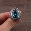МУЖСКОЕ СЕРЕБРЯНОЕ КОЛЬЦО 925 ПРОБЫ С ГОЛУБЫМ ЦИРКОНИЕМ